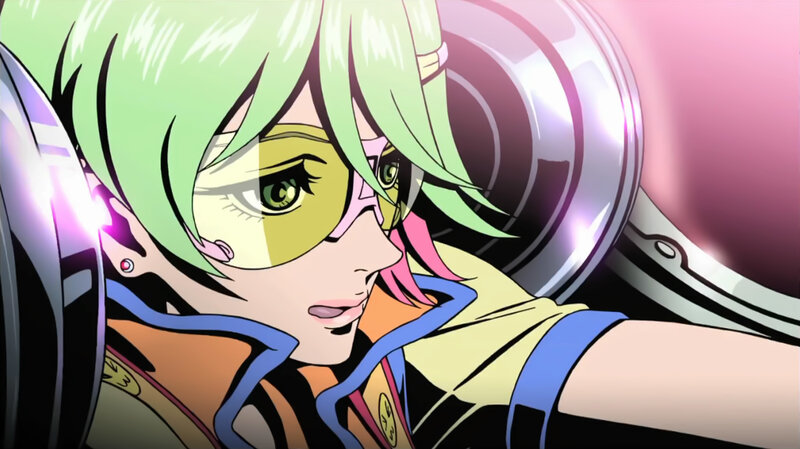 green-haired anime pilot