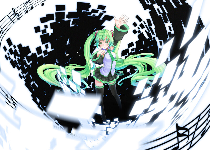 green-haired anime singer