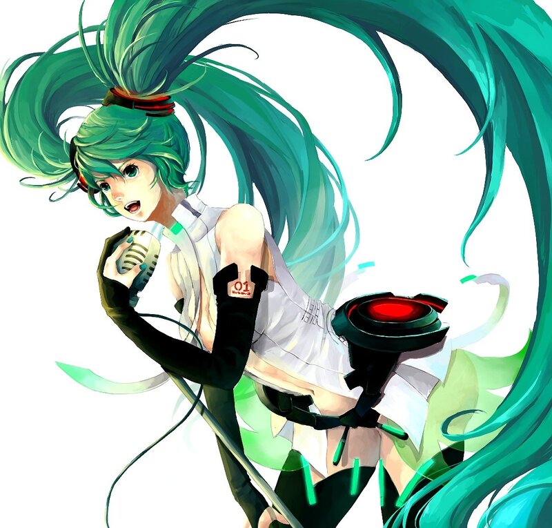 Green-haired Anime Singer — Green, Dynamic, Digital Art
