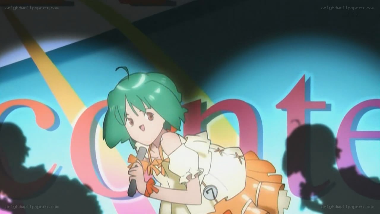 green-haired anime singer on stage