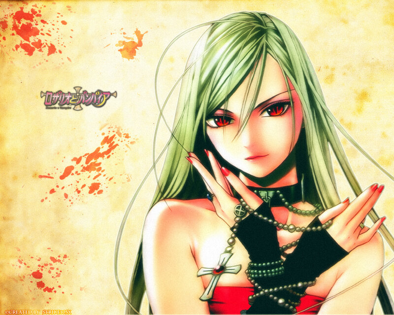 green-haired anime vampire