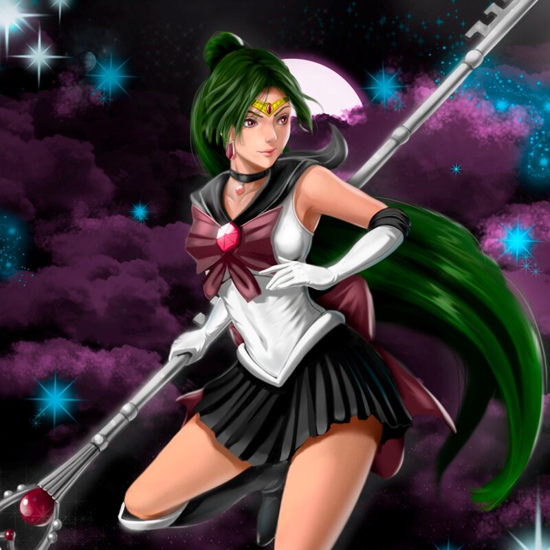 Green-haired Anime Warrior — Purple