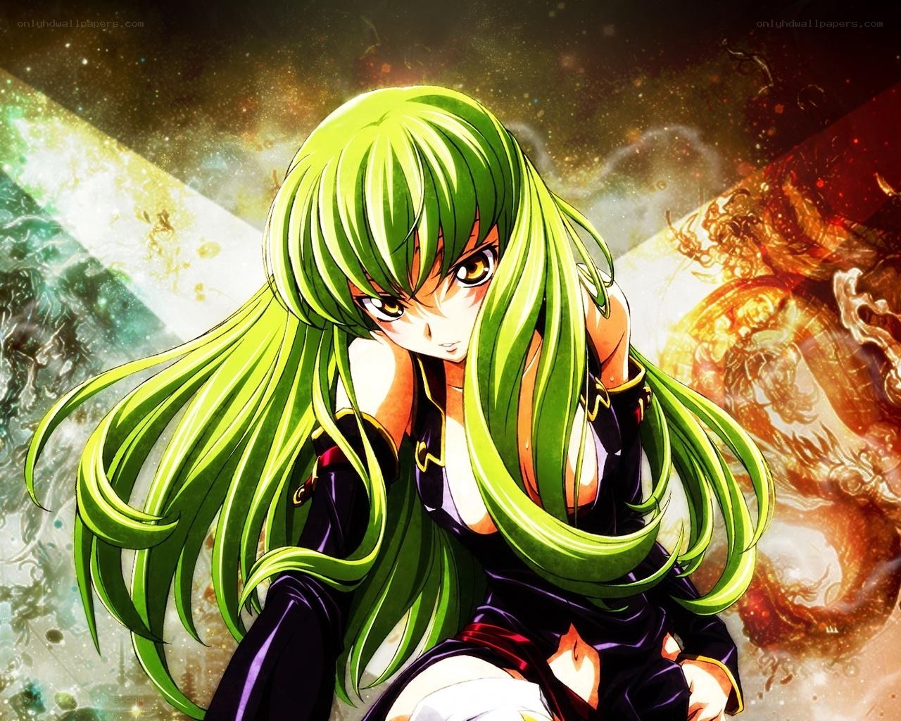 green-haired anime warrior
