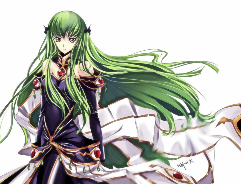 green-haired anime woman