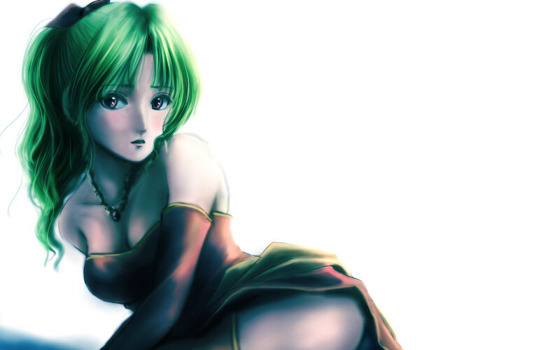 green-haired anime woman
