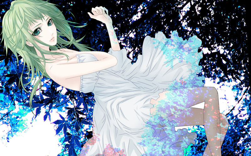 Green-haired Anime Woman — Blue, Serene