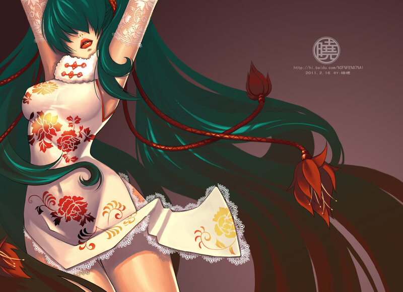 Green-haired Anime Woman — Green, Dramatic, Digital Art