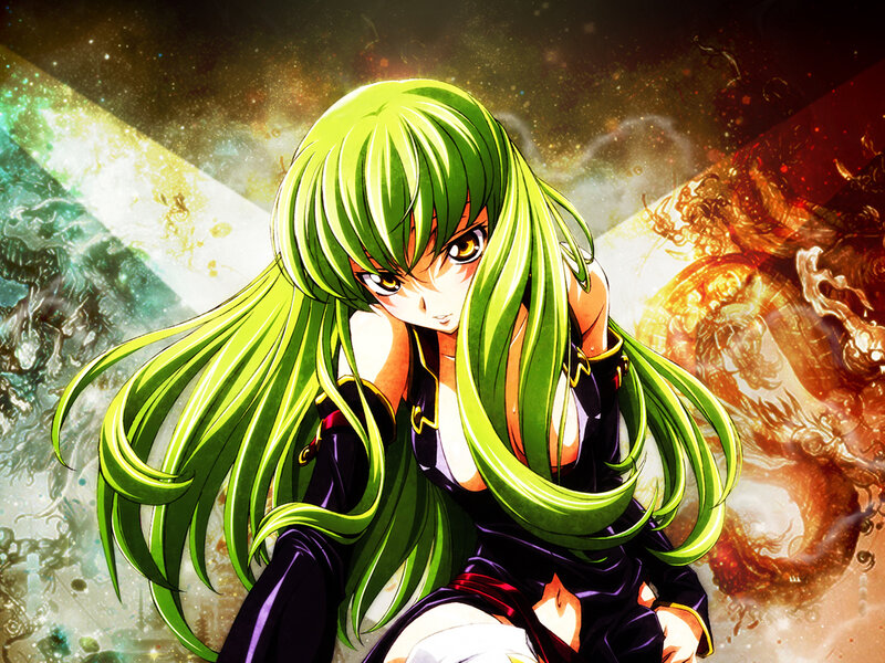 Green-haired Anime Woman — Green, Dramatic, Dragon