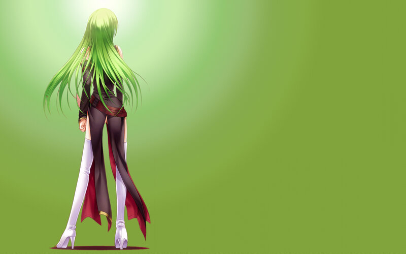Green-haired Anime Woman — Green, Dramatic, Long Hair, White Boots, Cape