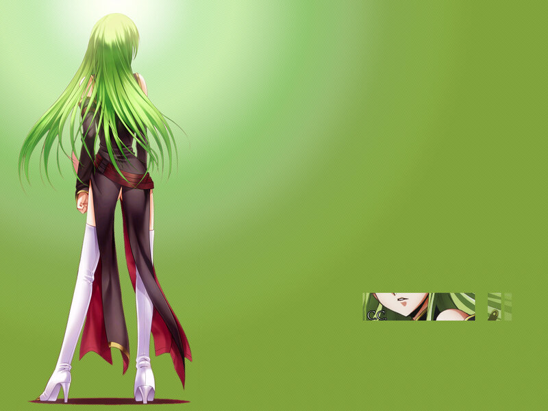 Green-haired Anime Woman — Green, Dramatic, Long Hair, White Boots