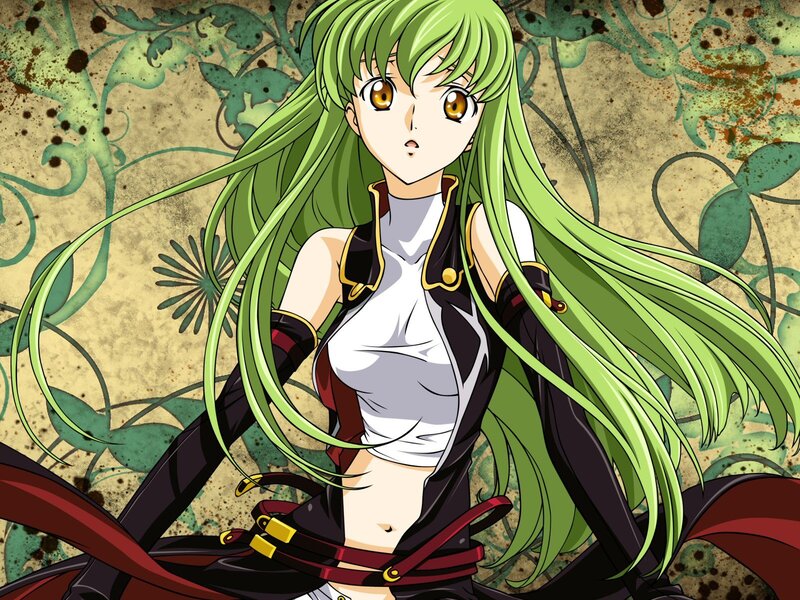 Green-haired Anime Woman — Green, Dramatic, Long Hair, White Top