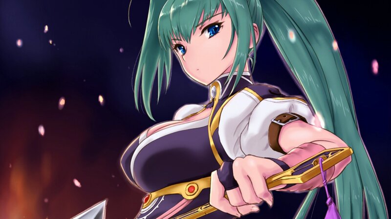 Green-haired Anime Woman — Green, Dramatic, Night, Sword