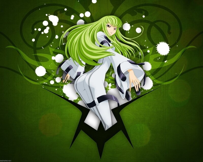 Green-haired Anime Woman — Green, Dramatic, White Outfit
