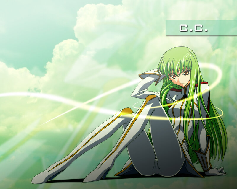 Green-haired Anime Woman — Green, Serene, Clouds