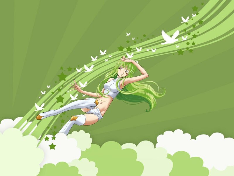 Green-haired Anime Woman — Green, Serene, Dynamic