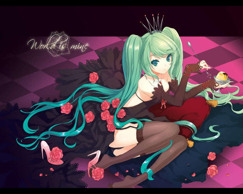 Green-haired Anime Woman — Pink