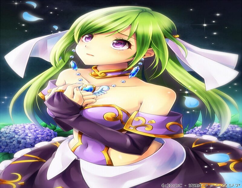 Green-haired Anime Woman — Purple, Serene