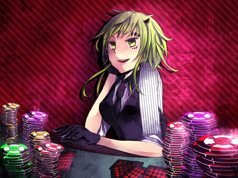 Green-haired Anime Woman — Red, Dramatic