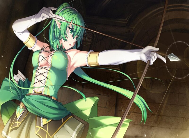 Green-haired Archer Woman — Green