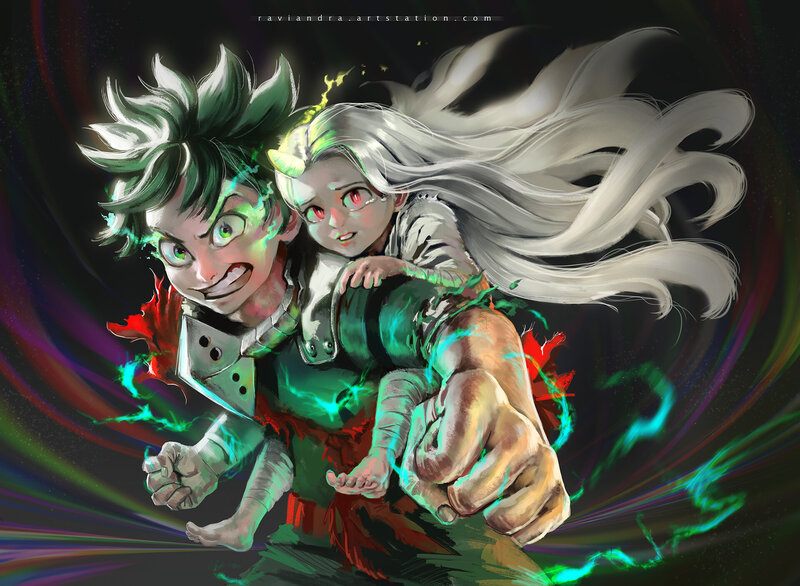 Green-haired Boy Carrying Girl