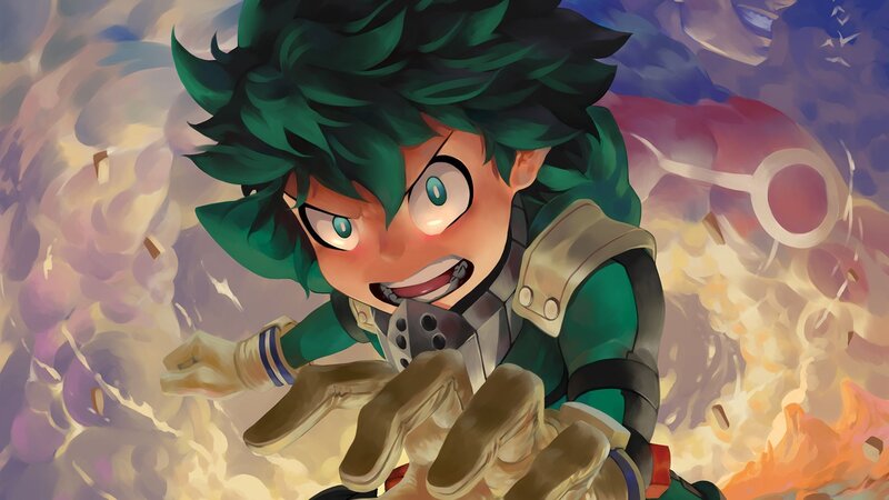 Green-haired Boy in Action — Green
