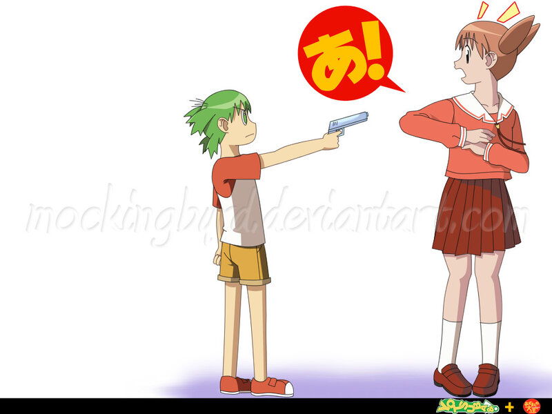 Green-haired Boy Pointing Gun