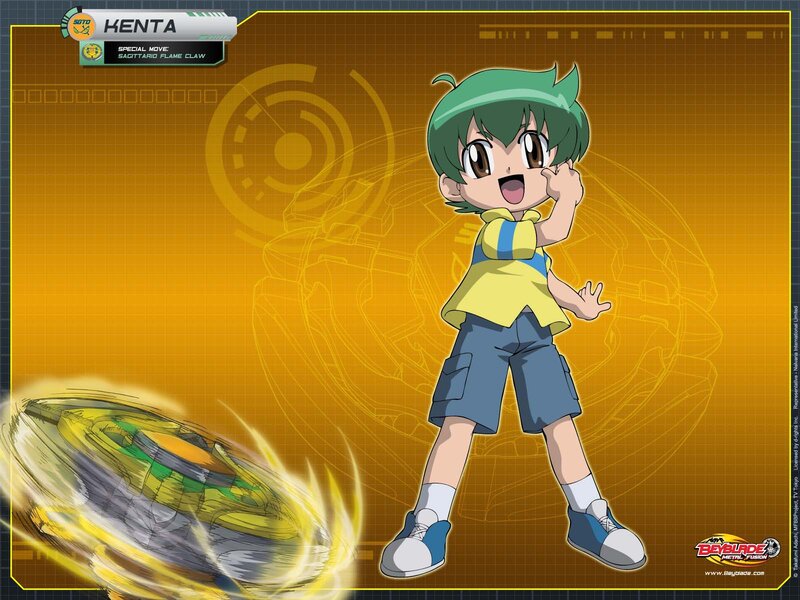 Green-haired Boy with Beyblade