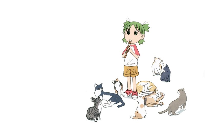 Green-haired Boy with Cats