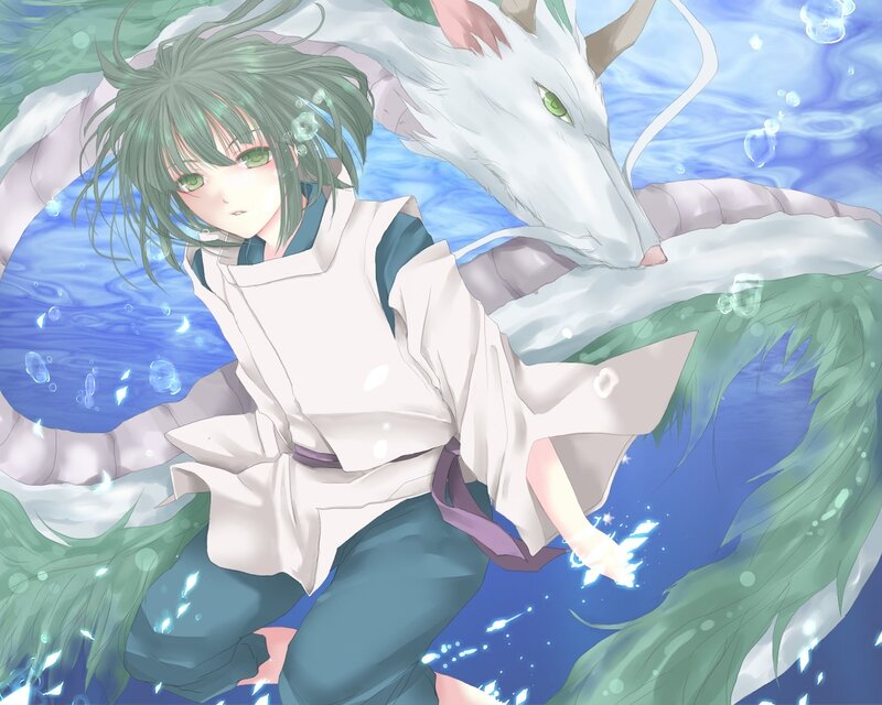 Green-haired Boy with White Dragon