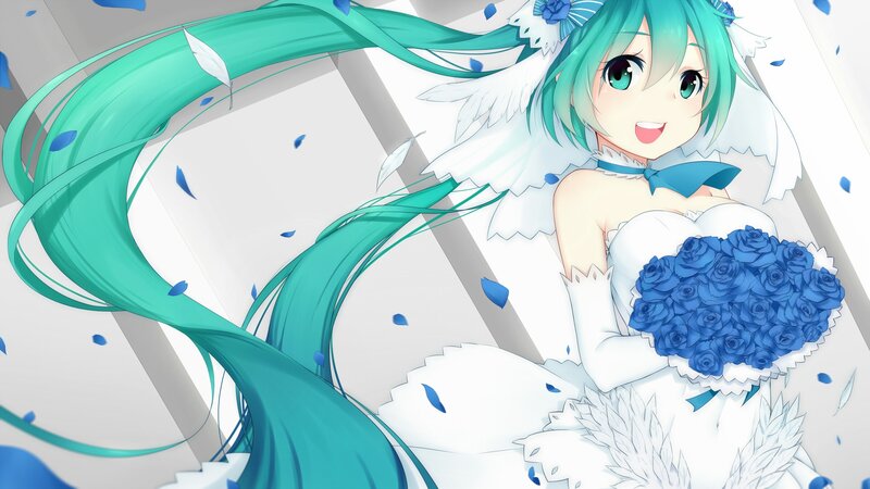 Green-haired Bride Holding Bouquet