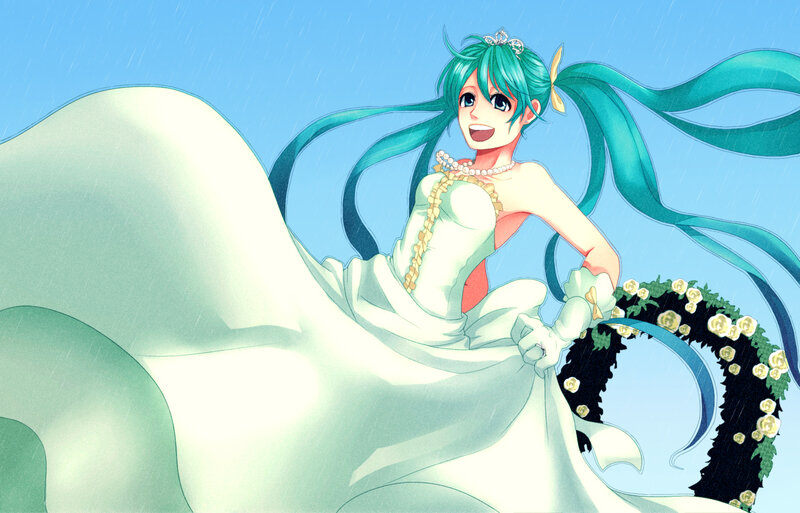 Green-haired Bride in Rain