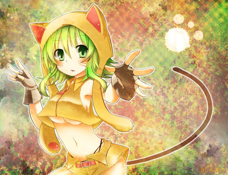 green-haired cat girl character