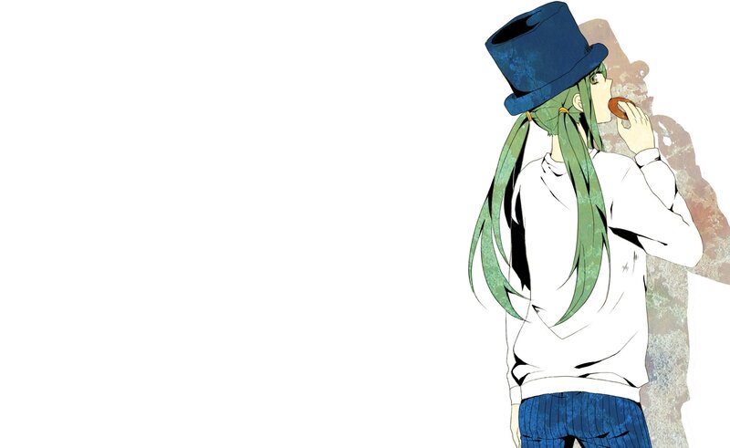 Green-haired Character Eating