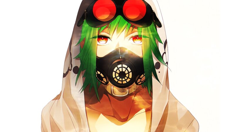 Green-haired Character — Green, Dramatic, Anime, Gas Mask