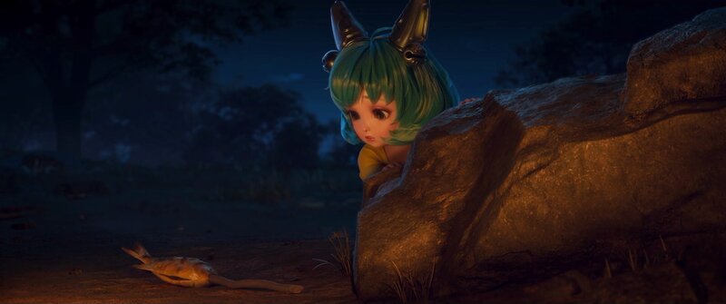 Green-haired Character Hiding