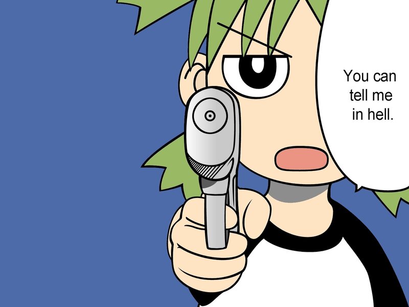 Green-haired Character Holding Gun — Blue