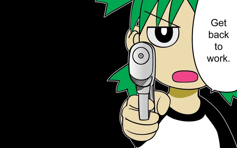 Green-haired Character Holding Gun