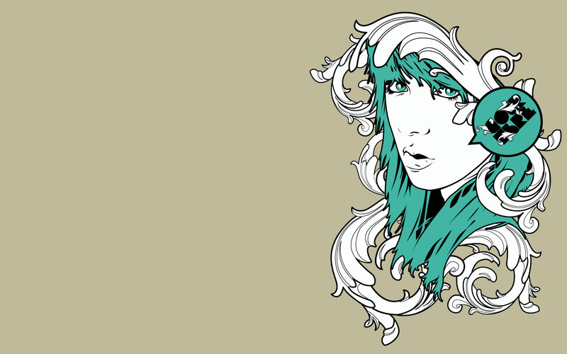 green-haired character illustration