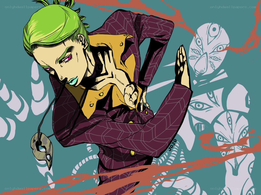 Green-haired character in action