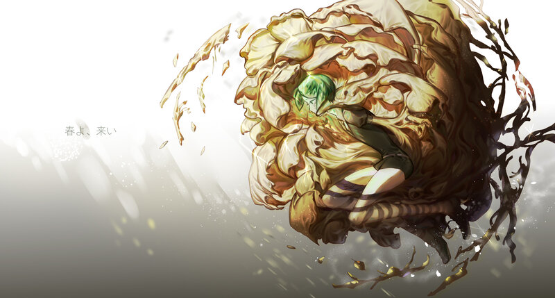Green-haired Character in Flower
