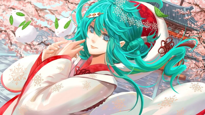 Green-haired Character in Kimono — Cyan