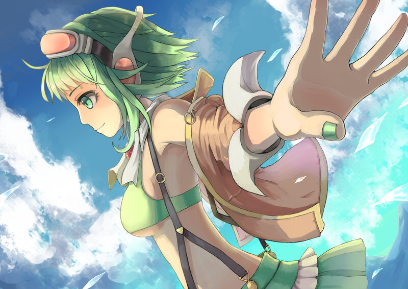 Green-haired Character in Sky