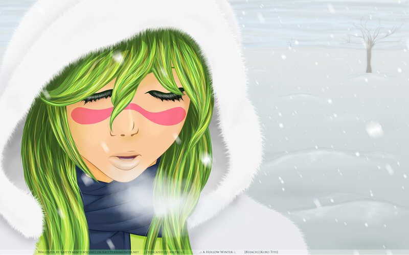 Green-haired Character in Snow — White, Calm