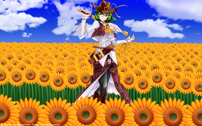Green-haired Character in Sunflowers