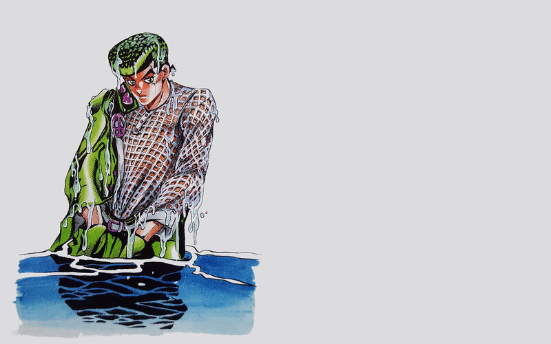 Green-haired Character in Water — Blue