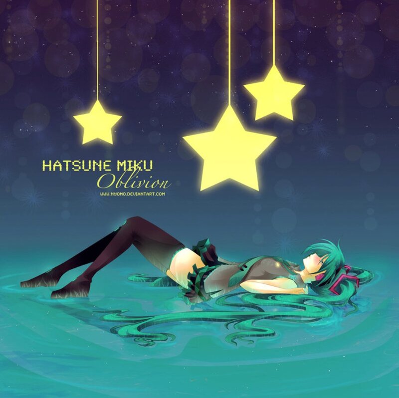 Green-haired Character in Water — Teal