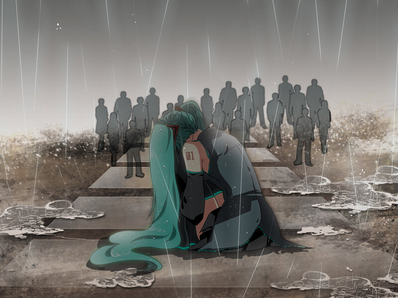 Green-haired Character Kneeling