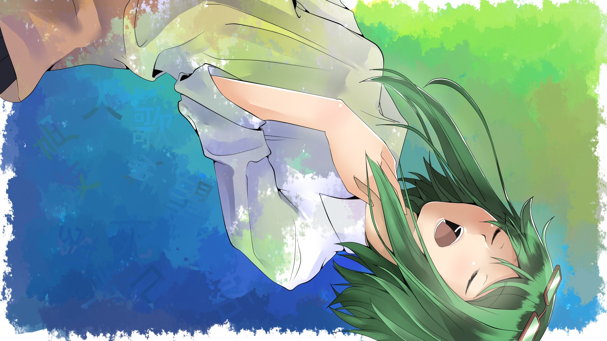green-haired character lying down