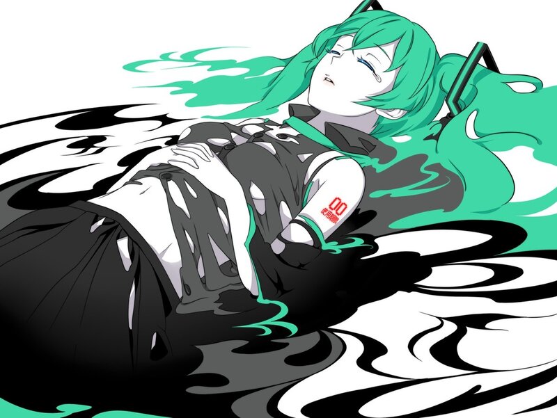 Green-haired Character Lying — Green, Dramatic