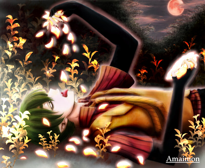 Green-haired Character Lying — Green